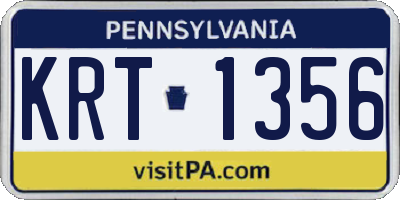 PA license plate KRT1356