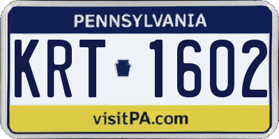 PA license plate KRT1602