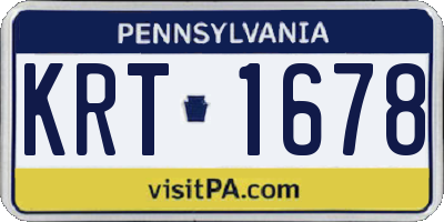 PA license plate KRT1678