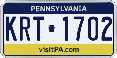 PA license plate KRT1702