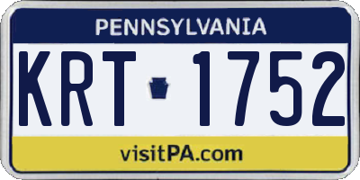 PA license plate KRT1752