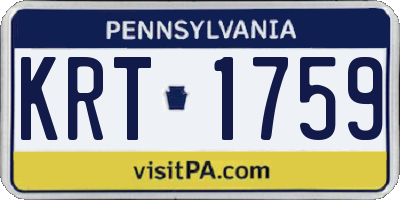 PA license plate KRT1759