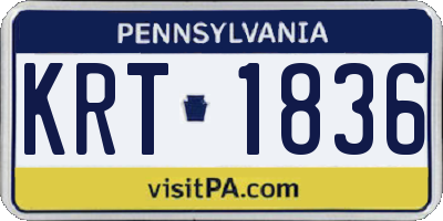 PA license plate KRT1836