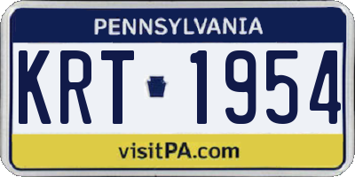 PA license plate KRT1954