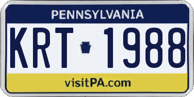 PA license plate KRT1988