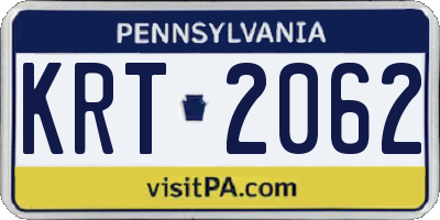 PA license plate KRT2062