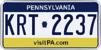 PA license plate KRT2237