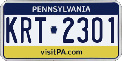 PA license plate KRT2301