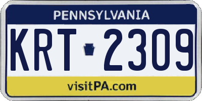 PA license plate KRT2309