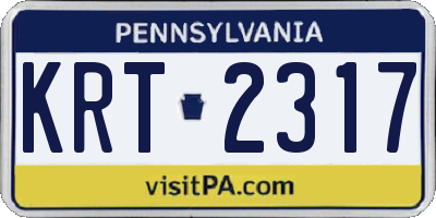 PA license plate KRT2317