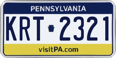 PA license plate KRT2321