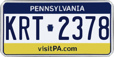 PA license plate KRT2378