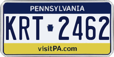 PA license plate KRT2462