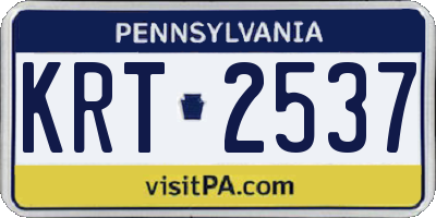 PA license plate KRT2537