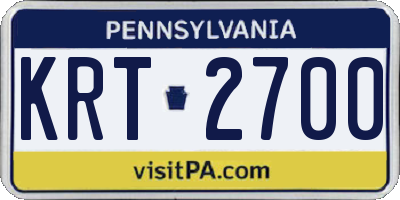 PA license plate KRT2700