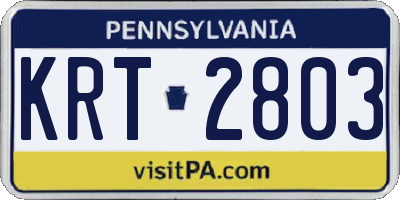 PA license plate KRT2803