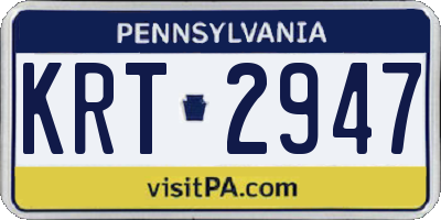 PA license plate KRT2947