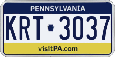 PA license plate KRT3037