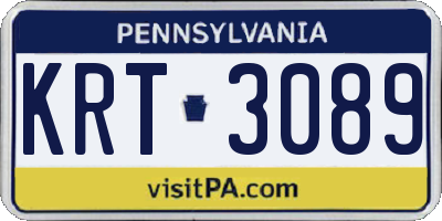 PA license plate KRT3089