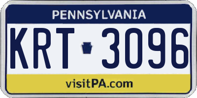 PA license plate KRT3096