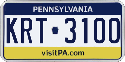 PA license plate KRT3100