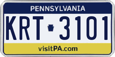 PA license plate KRT3101
