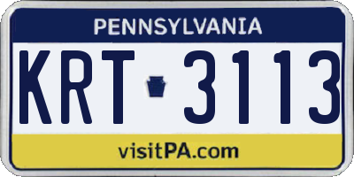 PA license plate KRT3113