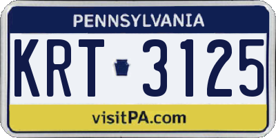 PA license plate KRT3125