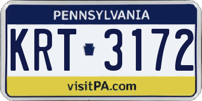 PA license plate KRT3172