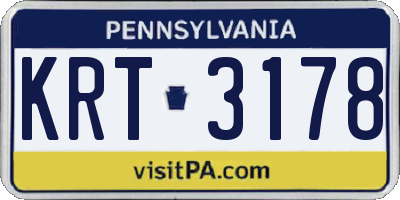 PA license plate KRT3178