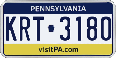 PA license plate KRT3180