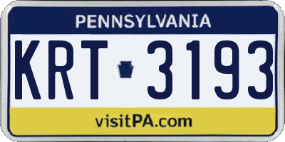 PA license plate KRT3193