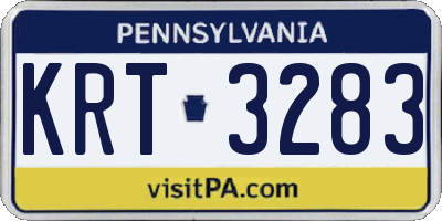 PA license plate KRT3283