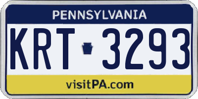 PA license plate KRT3293
