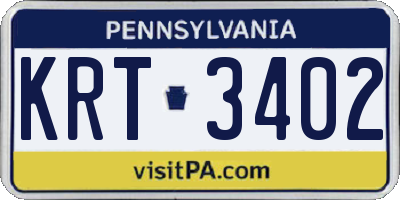 PA license plate KRT3402
