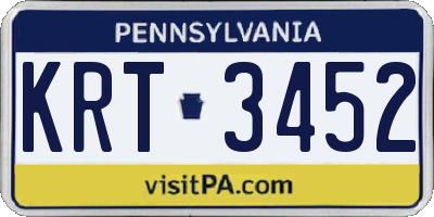 PA license plate KRT3452