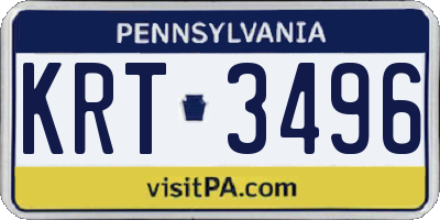 PA license plate KRT3496