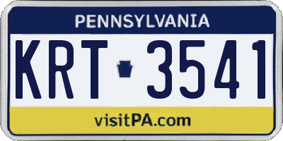 PA license plate KRT3541