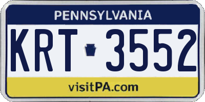 PA license plate KRT3552