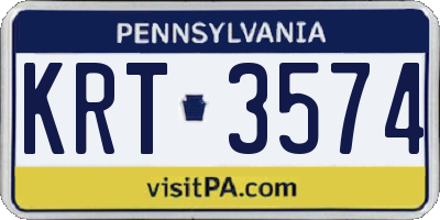 PA license plate KRT3574