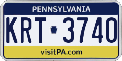 PA license plate KRT3740