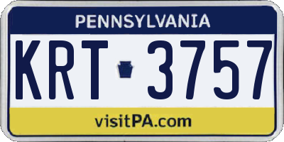 PA license plate KRT3757
