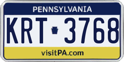 PA license plate KRT3768