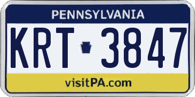 PA license plate KRT3847