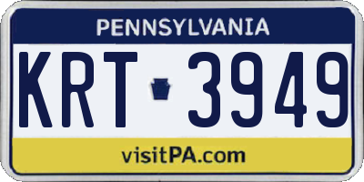 PA license plate KRT3949