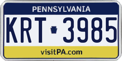 PA license plate KRT3985