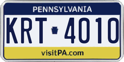 PA license plate KRT4010