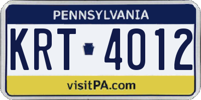 PA license plate KRT4012