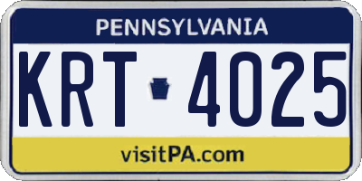 PA license plate KRT4025