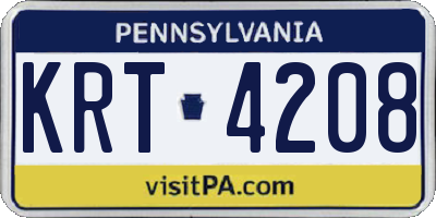 PA license plate KRT4208